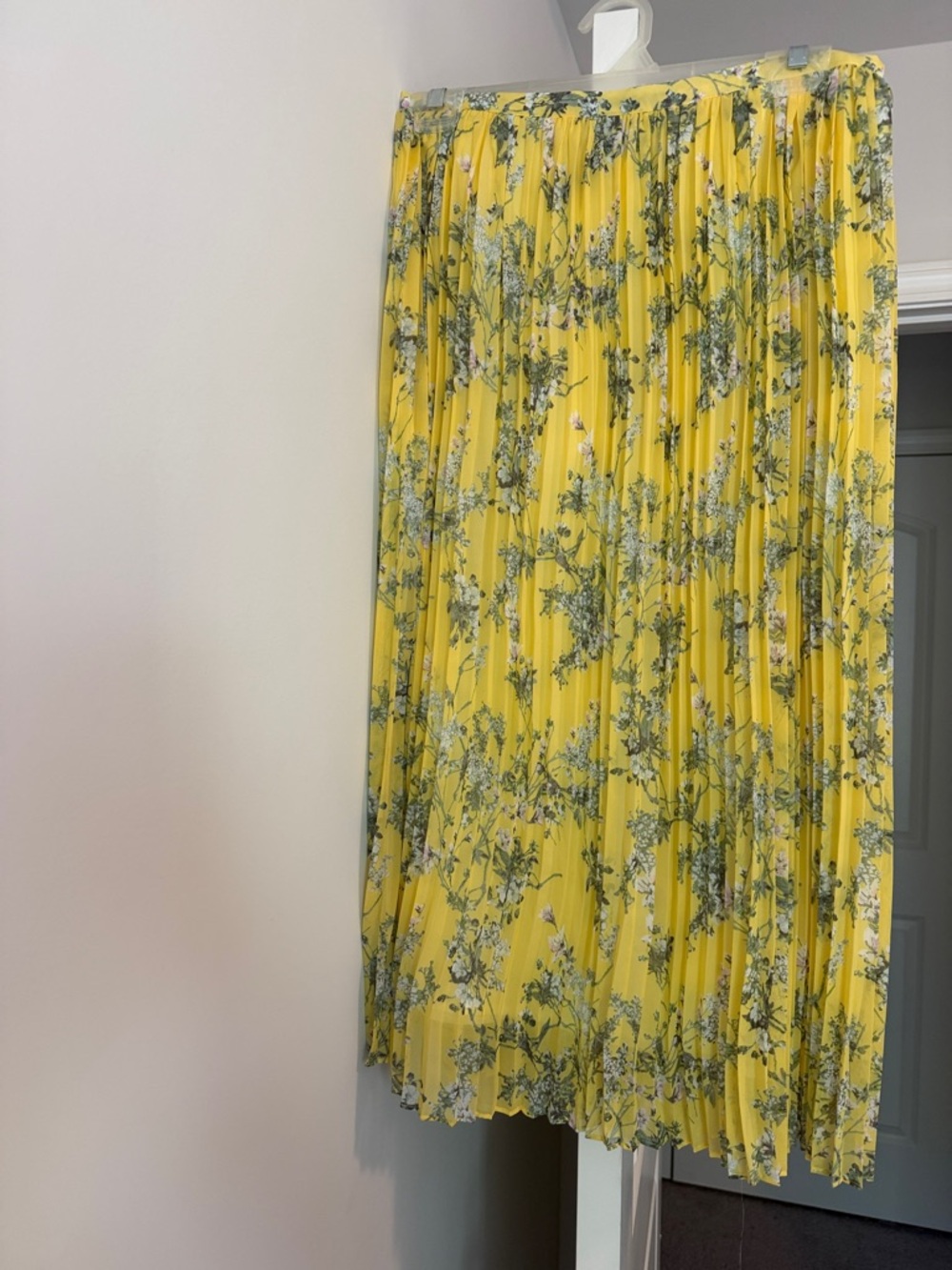 Alex Marie Yellow Floral Pleated Midi Skirt